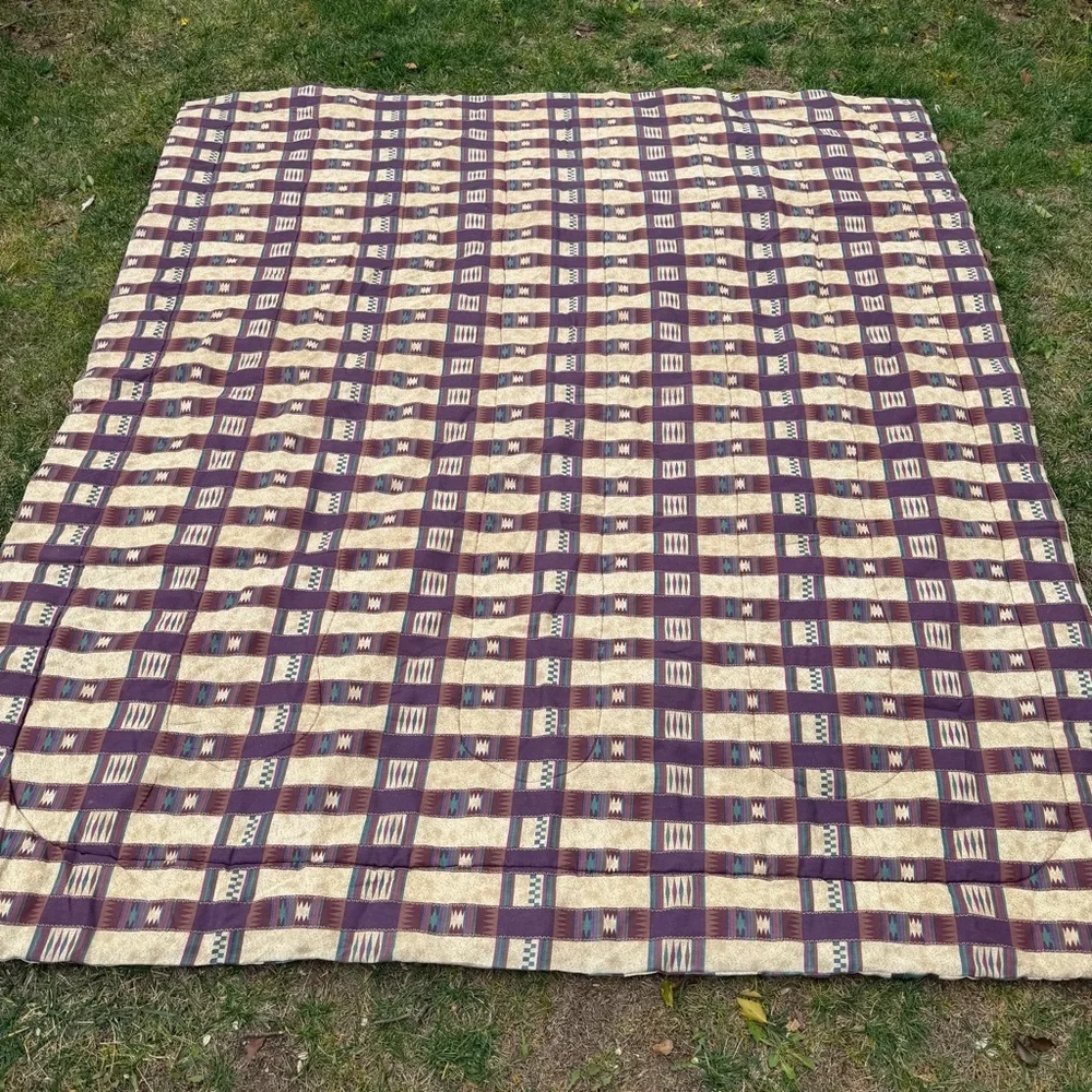 VTG Dan River Southwestern Aztec Reversible 3-Piece Comforter Set Full Size USA